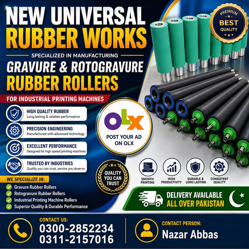 Custom-Made Gravure Rubber Rollers | Durable & Precision Engineered 0