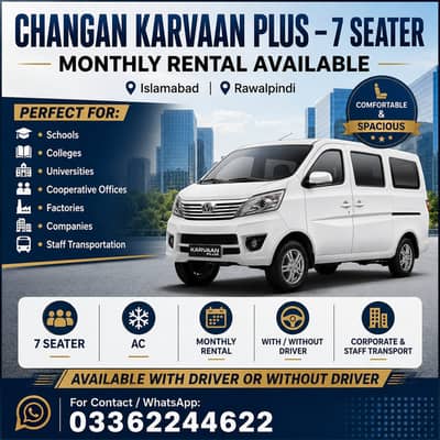 Changan Karvan Plus Available For Rent On Daily & Monthly Basis