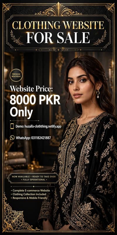 Premium Clothing Website For Sale - Demo Ready - 8000 PKR