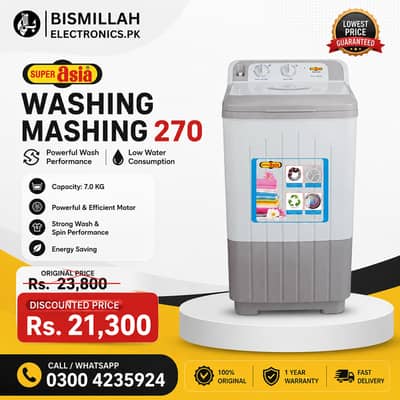 Super Asia Washing Machine 270 | 7 KG | Original | Lowest Price