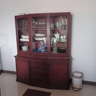 solid wood dinning crockery showcase with four drawers
