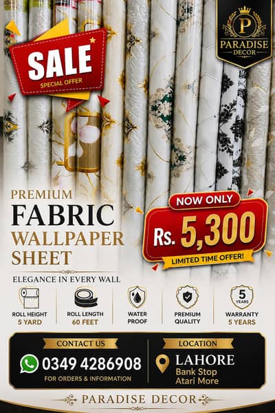 Fabric Wallpaper Waterproof Paradise Decor