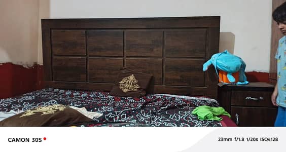 Urgent Sale Bed with Mattress and 4 Chairs  Dining Table