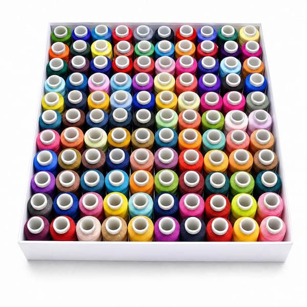 100 Pcs Sewing Thread Set | 100 Colors Polyester Thread Box | Multi Color Stitching Thread Kit for Hand & Sewing Machine | Home Tailoring Accessories sewing thread 100nalkiyon ka diba kpry silai krny Wala dhaga