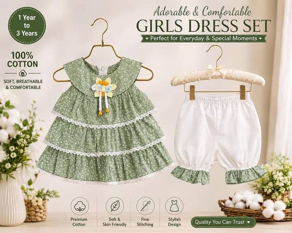 3frill baby girl dress frock for baby girls cotton dress for girls cotton frock for cute girls trendy 1year baby dress 2year baby girl dress