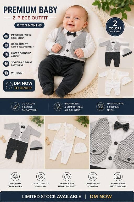 new born baby romper 0to 3month baby romper  Baby Boy Dress 2 Piece Set with Cap | Newborn Baby Clothes | Baby Boy Formal Dress 0-3 Months