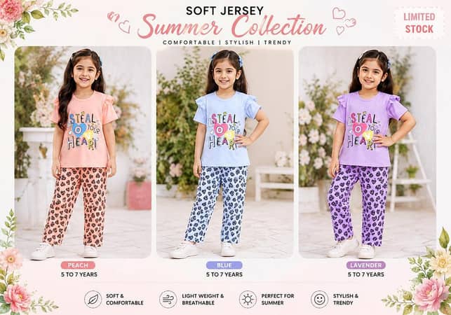 girls trendy outfit summer collection 4years to 7years soft jersy shirt with plazzo trouser girls dress