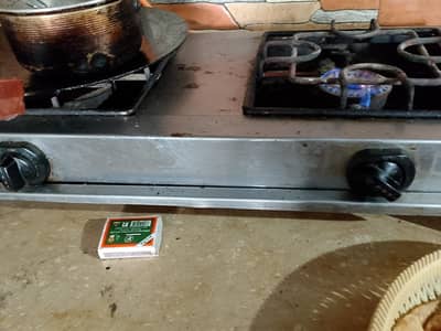 2 Burner Stainless Steel Gas Stove / chulha Working Condition