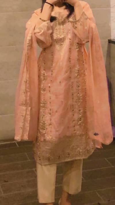 baby pink organza dress small to mediam size