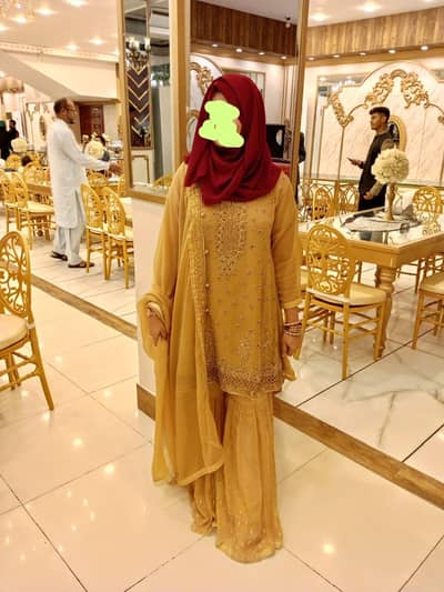Beautiful Golden Handwork 3 piece formal dress
