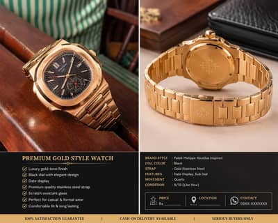 ⌚ Premium Gold Style Wrist Watch – For Sale