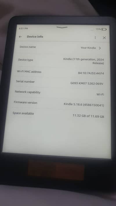 Amazon kindle 11th generation 16gb