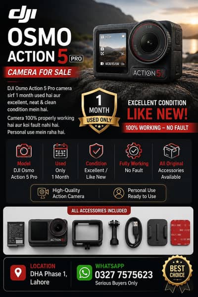DJI Osmo Action 5 Pro/Camera /1 Month Used / All Accessories