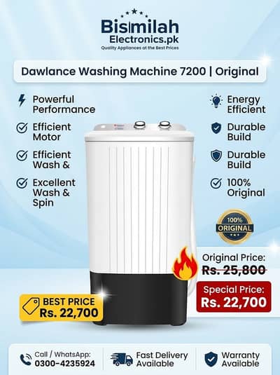 Dawlance Washing Machine 7200 | Original | Rs. 22,700