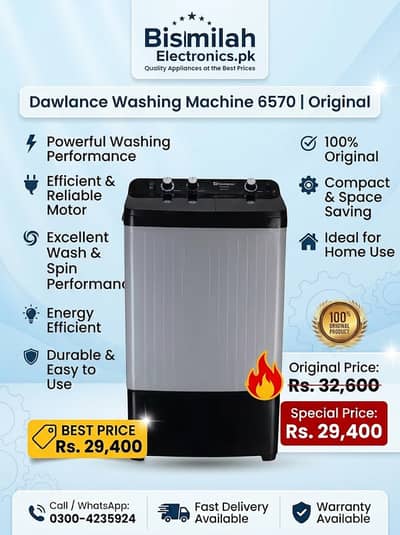 Dawlance Washing Machine 6570 | Original | Rs. 29,400