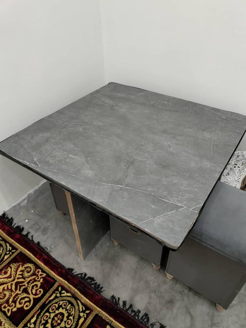 Wood Table With Stools 0