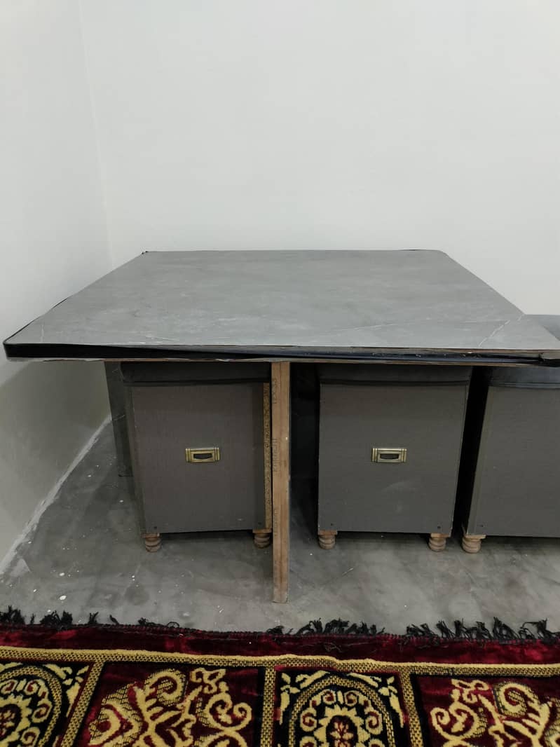 Wood Table With Stools 1