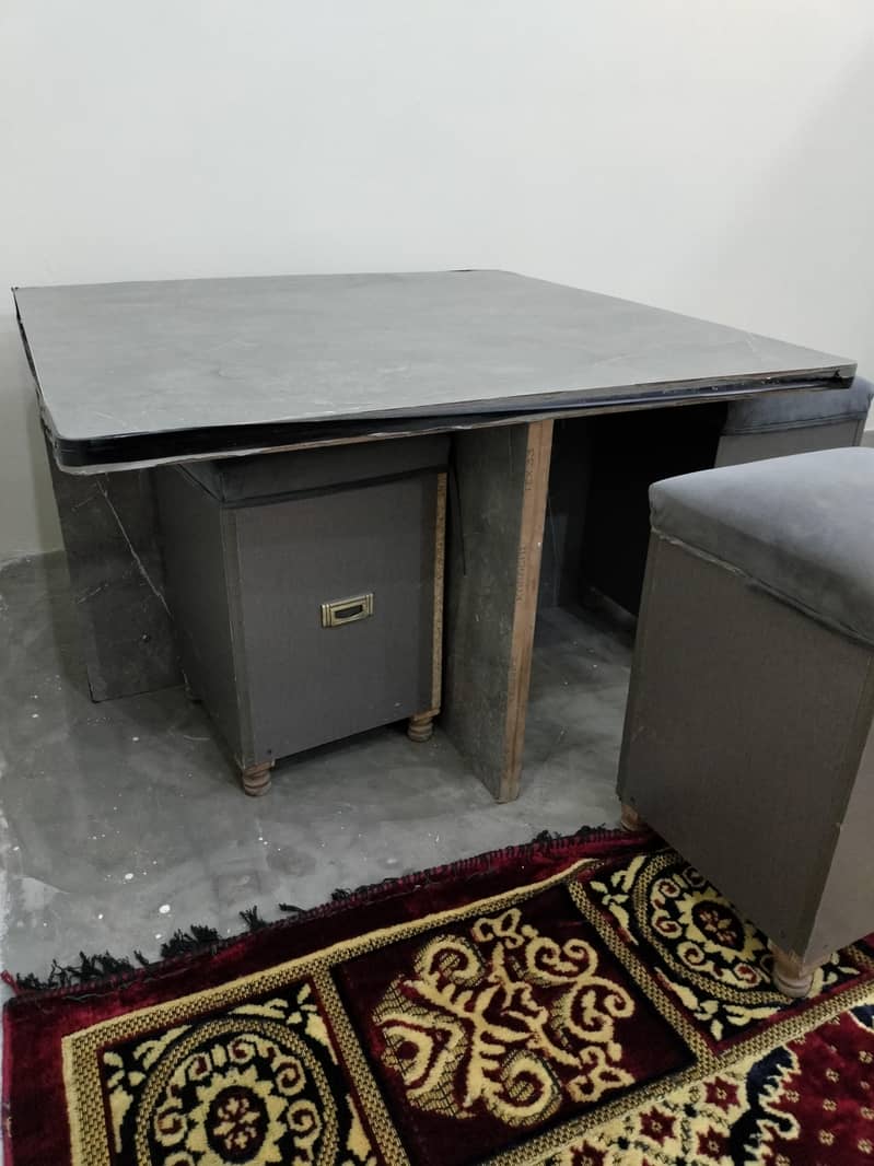 Wood Table With Stools 2