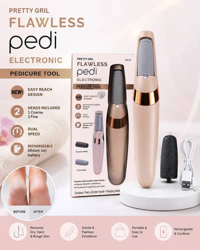 Electronic Pedicure Foot Care Tool | Rechargeable | 2 Roller Heads