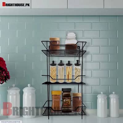 3 layer wall mount spice rack black iron storage rack