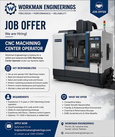 Job for CNC Machining center