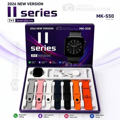 Series 11 Smartwatch 7 Straps Bluetooth 5.3 Black