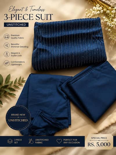 Brand New Unstitched 3-Piece Suit