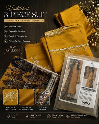 Brand New Unstitched 3-Piece Suit