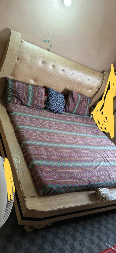 King size bed with mattress, 3 doors cupboard, dressing table for sale