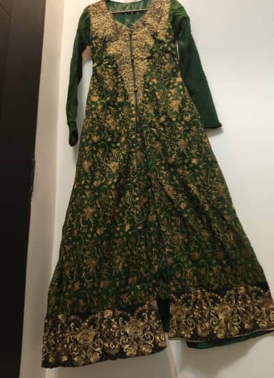 Bottle Green Embroidered Frock