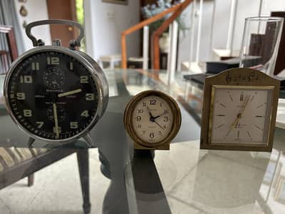 3 Rare Vintage German Alarm Clocks Lot (Wehrle & Europa)