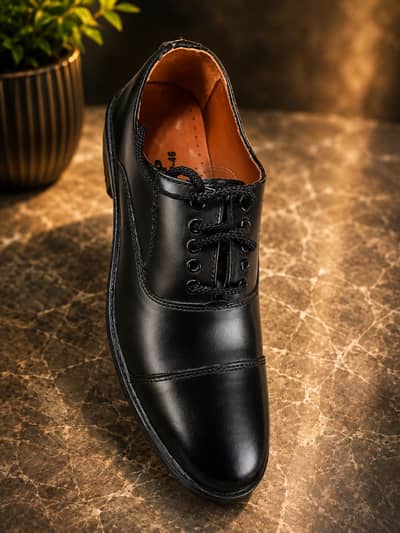 ASP black leather formal lace up branded shoes.
