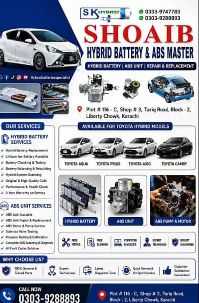 Toyota Aqua Prius Hybrid Battery | Lithium Battery | ABS Unit| New|