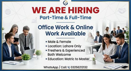 WE HIRING MALE AND FEMALES STAFF FOR OFFICE WORK
