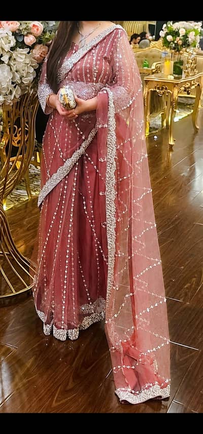 Fancy pink saree used once only very good condition