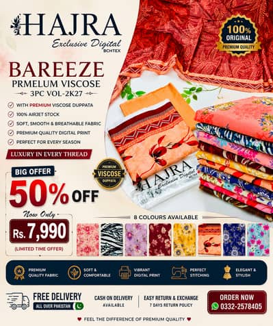 “Luxury Viscose, Unbeatable Style — Now 50% OFF!” 