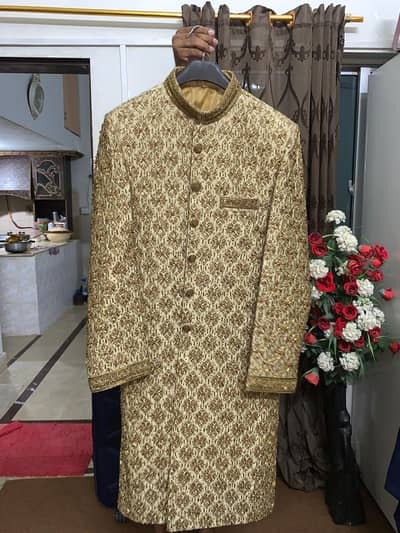 Gold groom sherwani