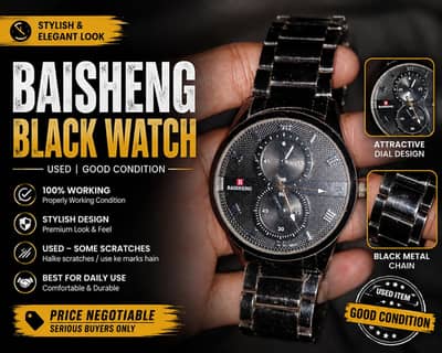 Black Stylish BAISHENG Watch – Used | Good Condition