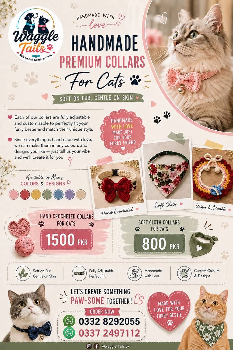 Handmade Premium Cat Collars | Adjustable & Customizable 4