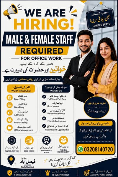 urgently require male and female