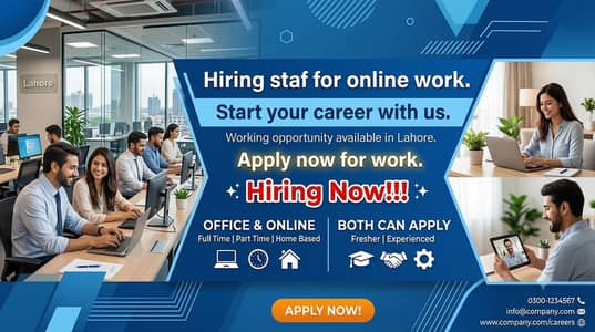 we are hiring staff male and female for office
