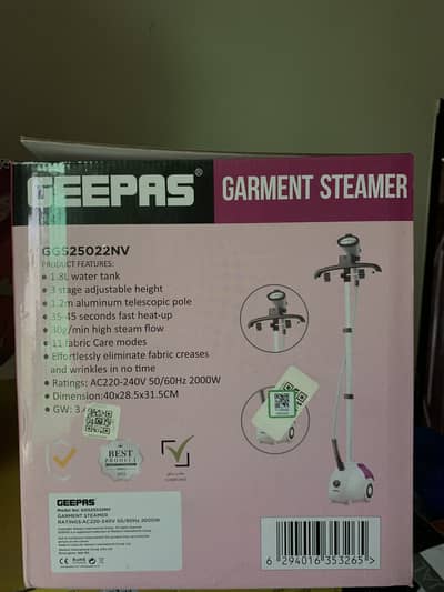 GEEPAS GGS25022N Garment Steamer 2000W – 1.8L Water Tan