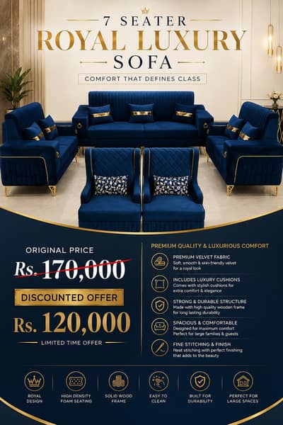 Sofa set / 7 seater sofa set / Cloud sofa / Luxury sofa / wooden sofa
