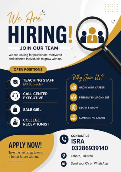 We are hirring freshers, males and females for job