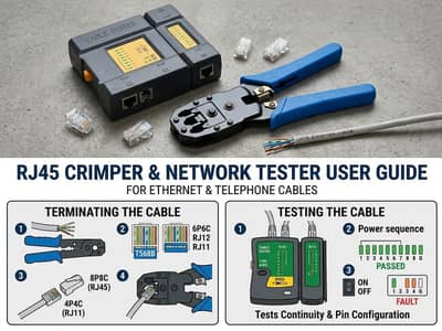Network Crimping Tool & Cable Tester (RJ45/RJ11