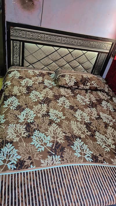 Queen size iron bed with new mattress for sale