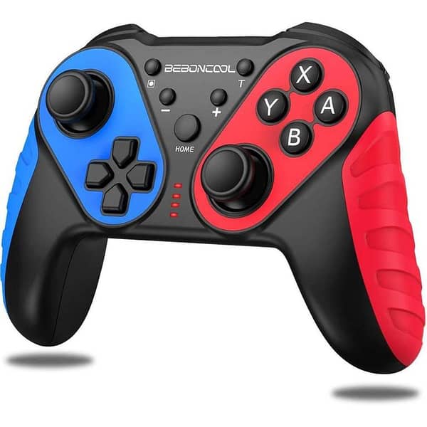 Switch Controller, BEBONCOOL Switch Compatible, Switch Pro Controller, Wireless, HD Vibration, Small 6-Axis Gyro Sensor, TURBO Continuous Shooting Function, (Red/Blue)