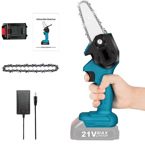 Mini Chainsaw: 4-Inch, 21V Cordless Portable Chainsaw with 2 Batteries, One-Hand Lightweight Pruning Saw for Tree Branches