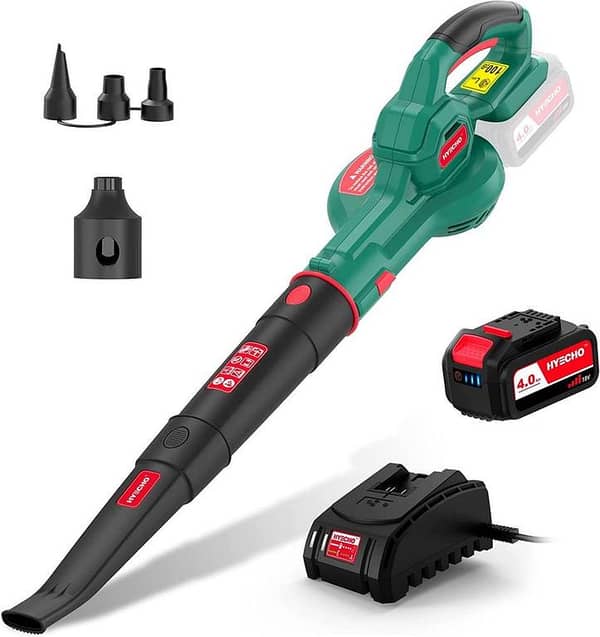 Portable Cordless Leaf Blower HY ECHO, 18V, 4.0AH, Garden Blower, Battery Blower, Electric Leaf Blower with Battery and Charger With Inflatable Function, Suitable for Leaves Blowing, Dust and Snow