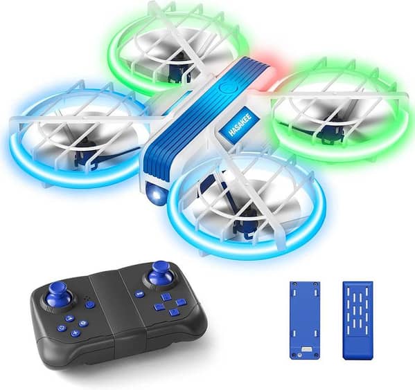 M1 Mini Drone for Kids: RC Quadrotor with LED Lights, Headless Mode, Auto Hover, 2 Batteries & Full Propeller Guard